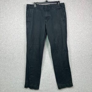 Gap Pants Mens 35x31.5 Black Chino Flat Front Straight Leg Stretch Tag 34x32